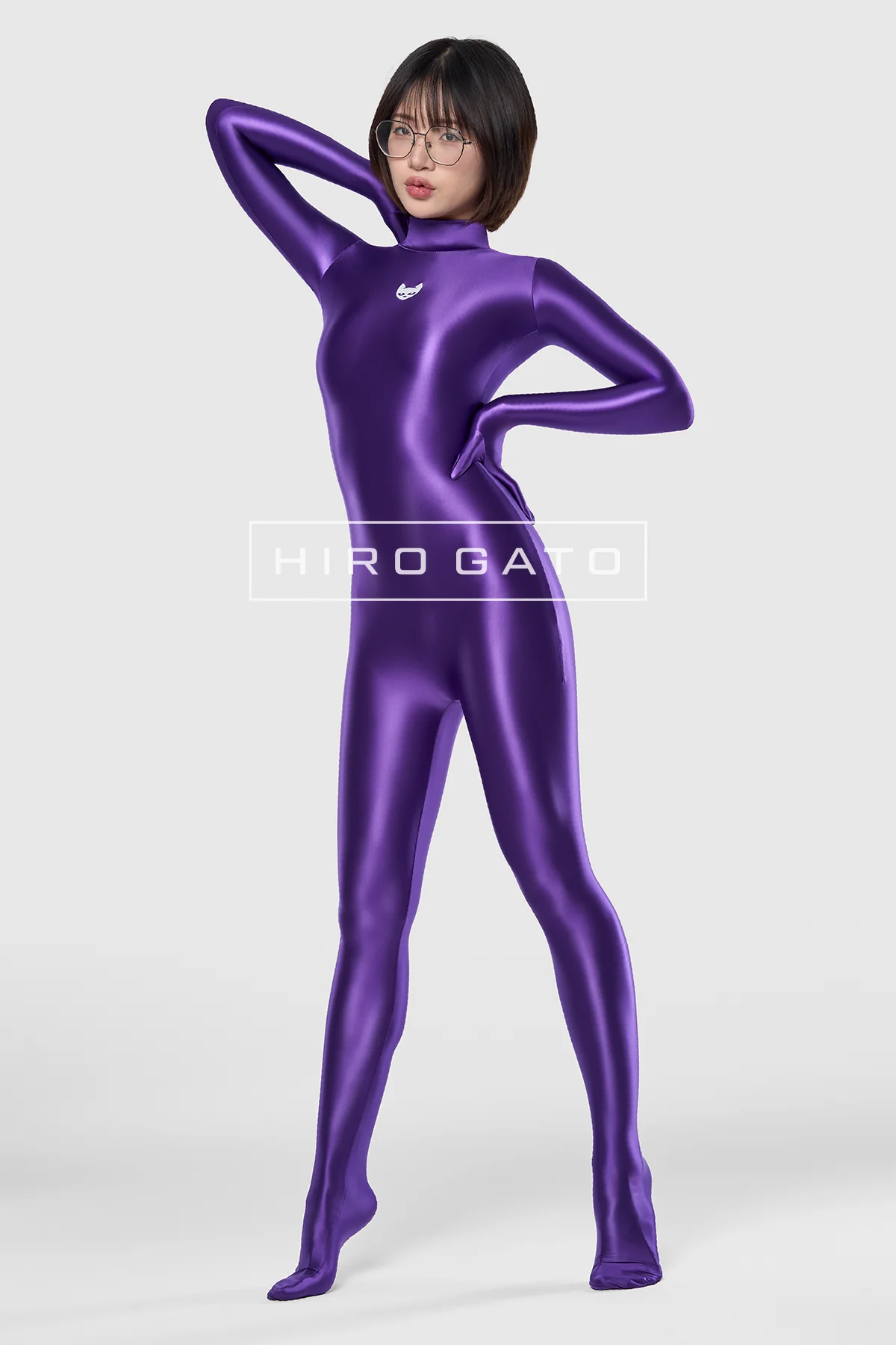 SI-CA-001-09 Satin Spandex Catsuit Purple