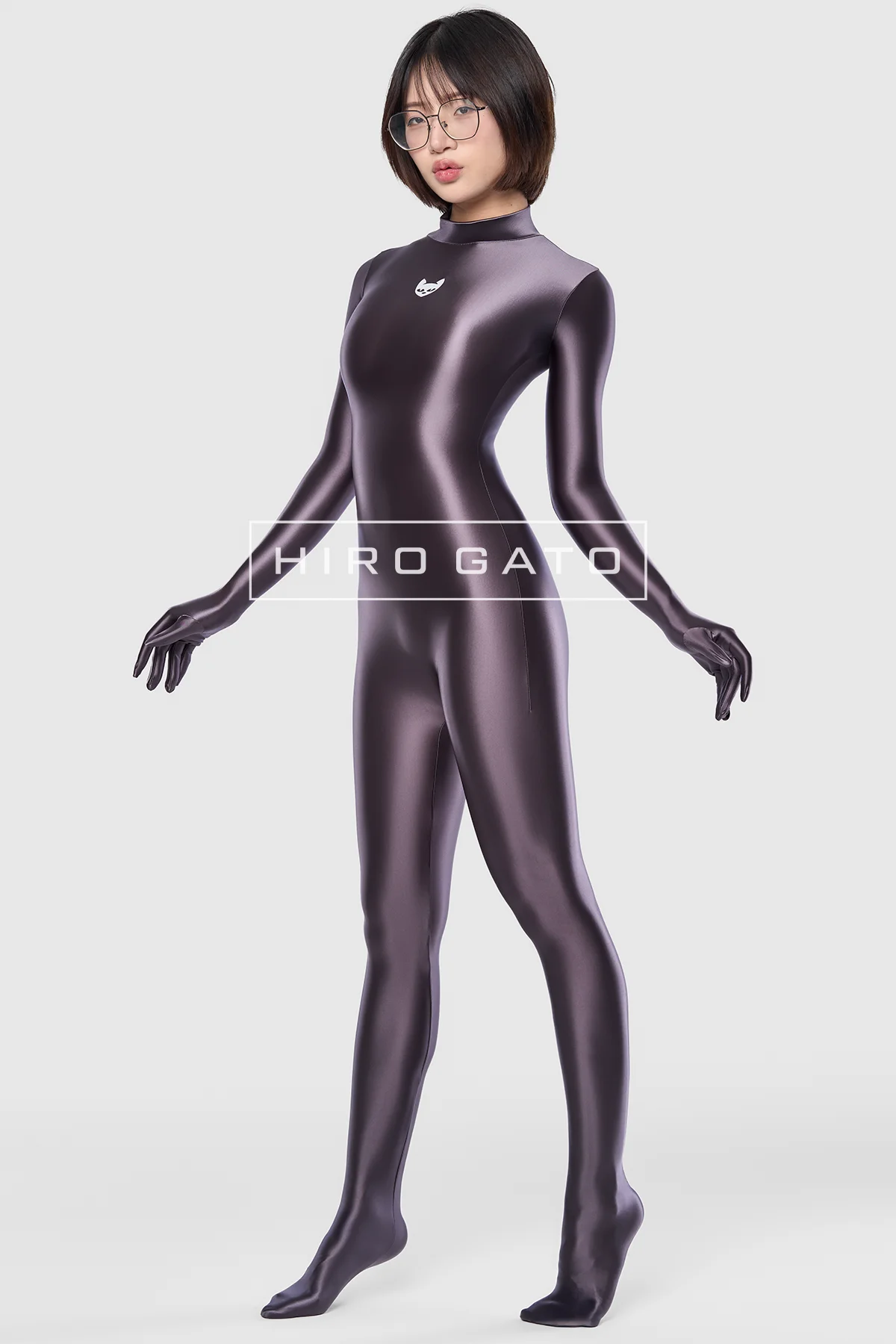 SI-CA-003-04 Satin Spandex Catsuit Anthracite