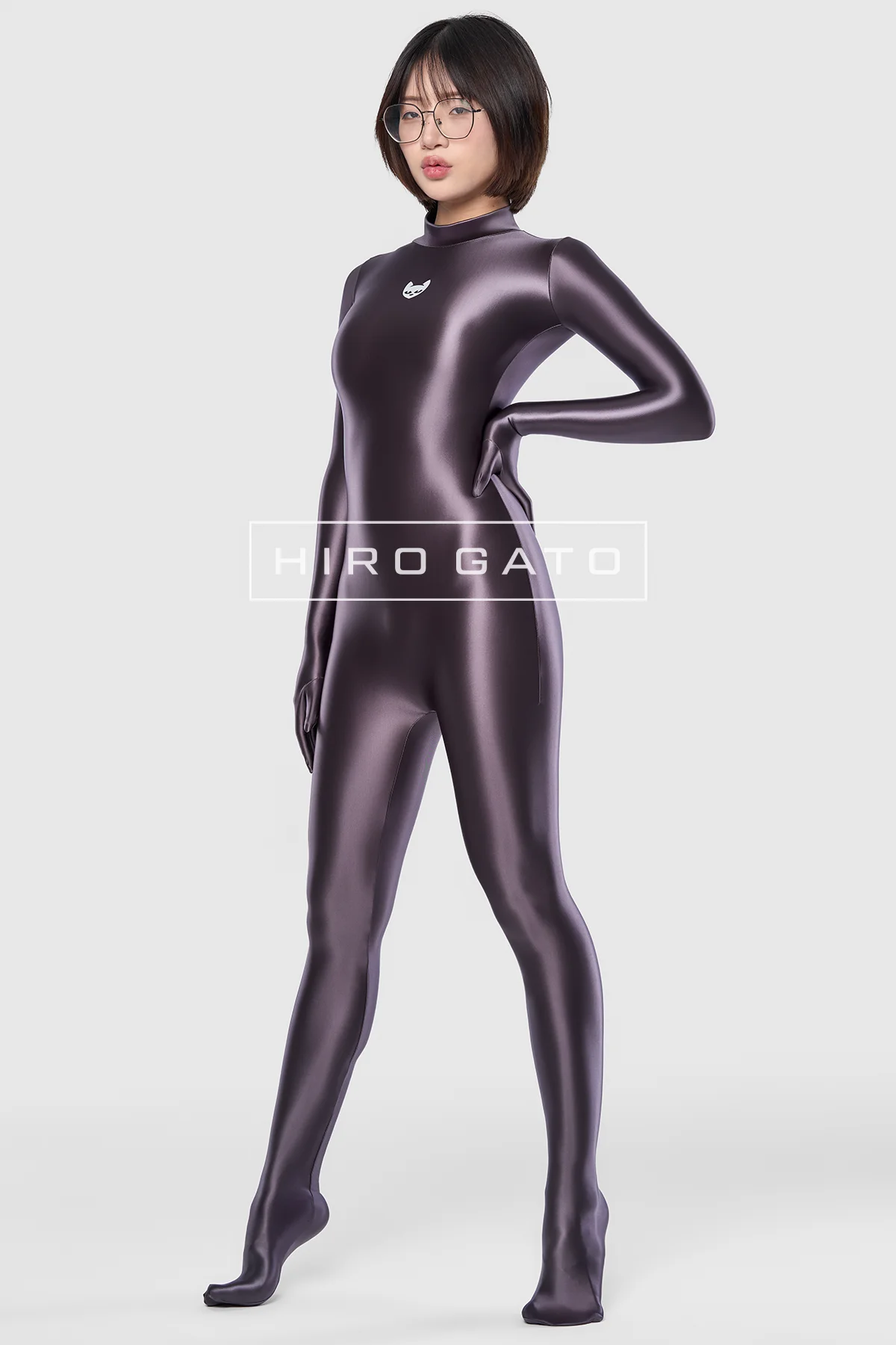 SI-CA-003-05 Satin Spandex Catsuit Anthracite
