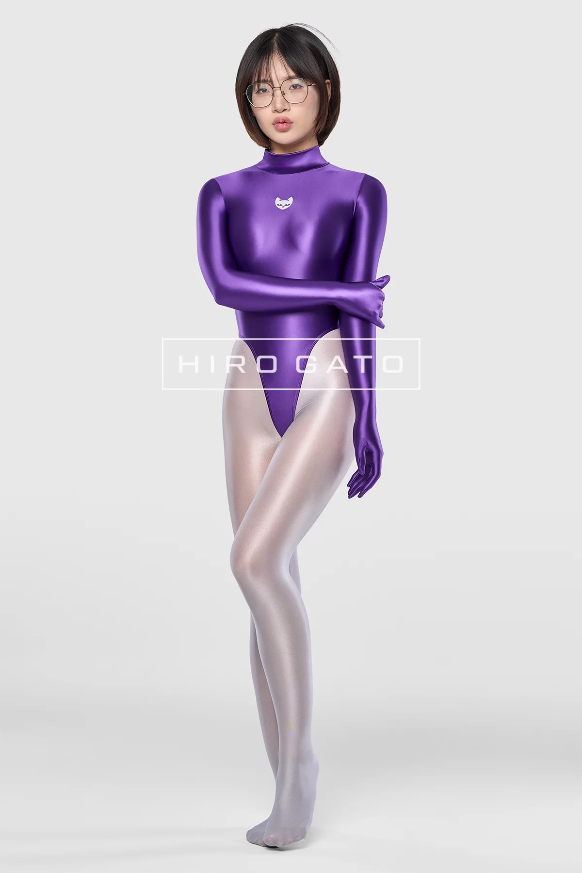 Satin Spandex Leotard Purple