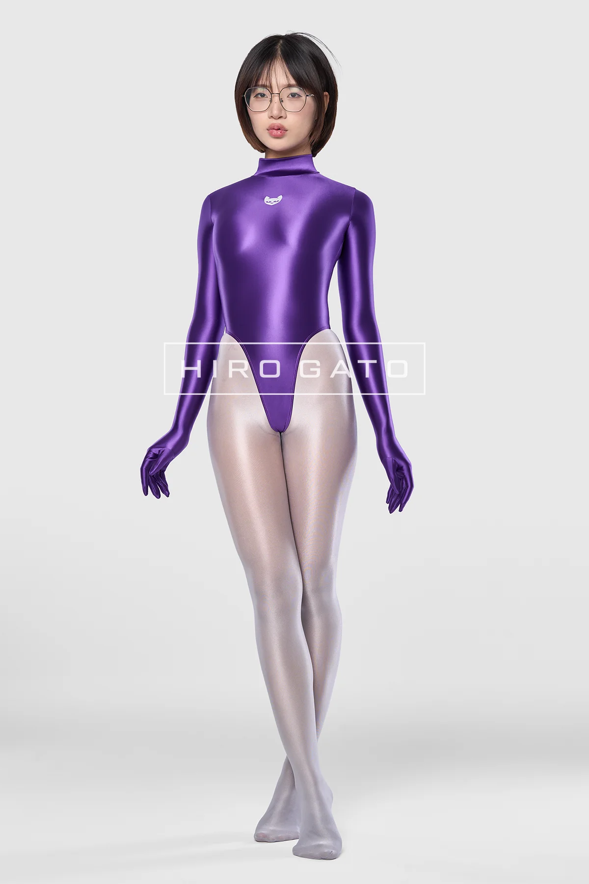 Satin Spandex Leotard Purple