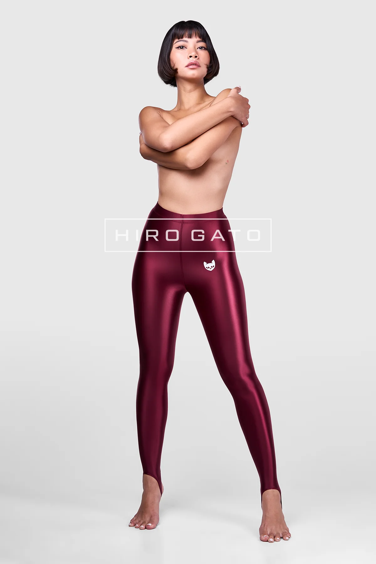 Satin Lycra Leggings Plum