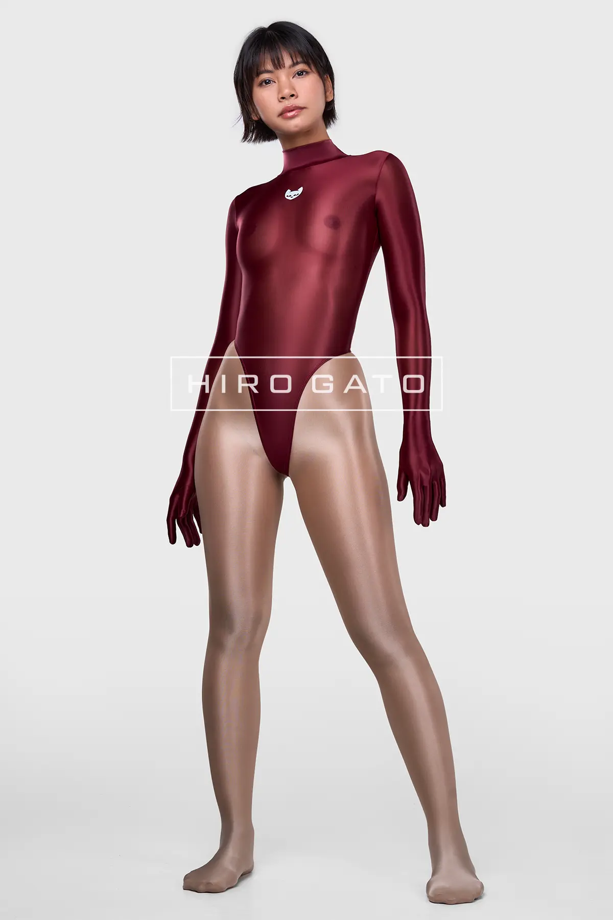 Sheer Nylon Leotard Maroon