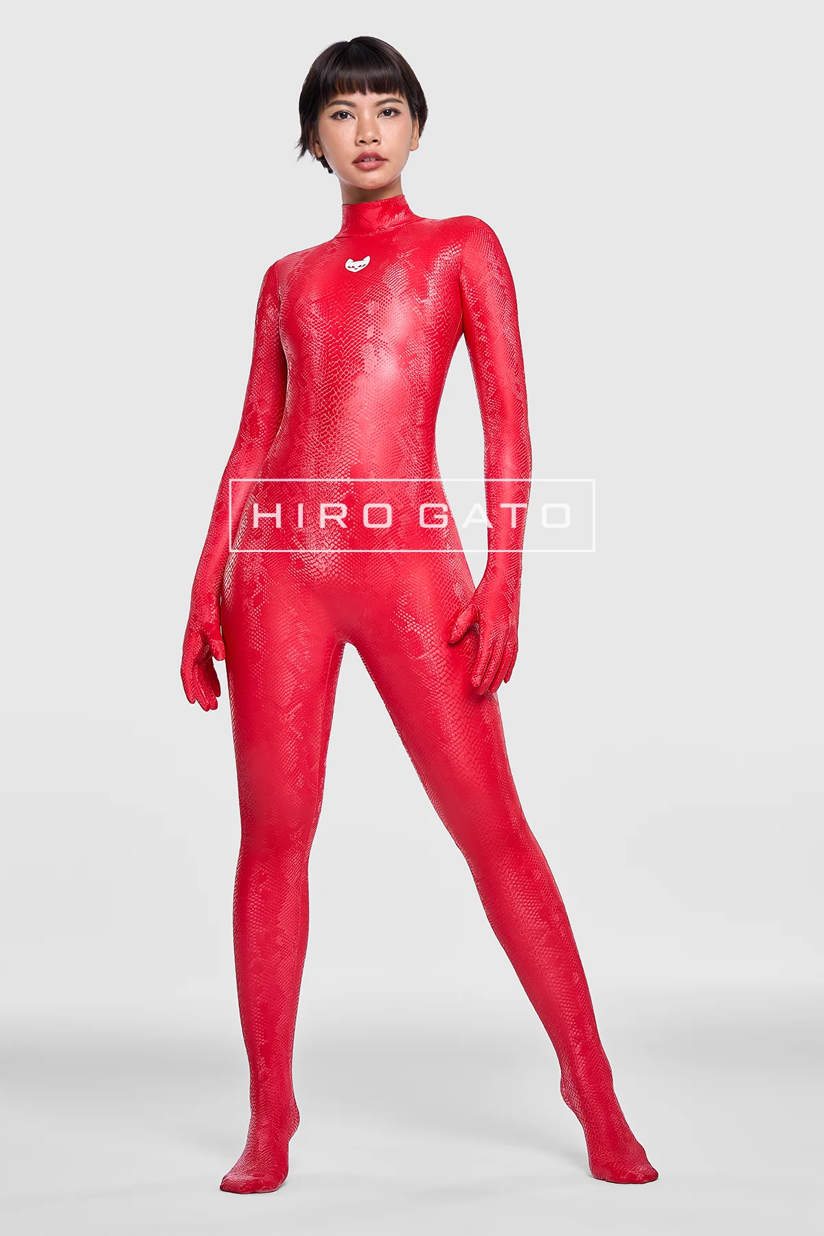 Reptilian Skin Spandex Catsuit Red